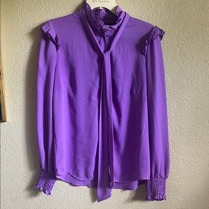 New York & Company Purple Ruffle Blouse
